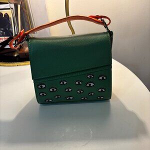 Min & Mon Green and Orange Leather Crossbody Bag